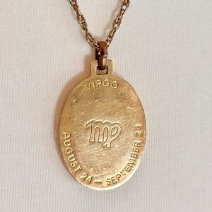 Vintage Virgo Zodiac Birthday Gold Tone Pendant Chain 70s 80s
